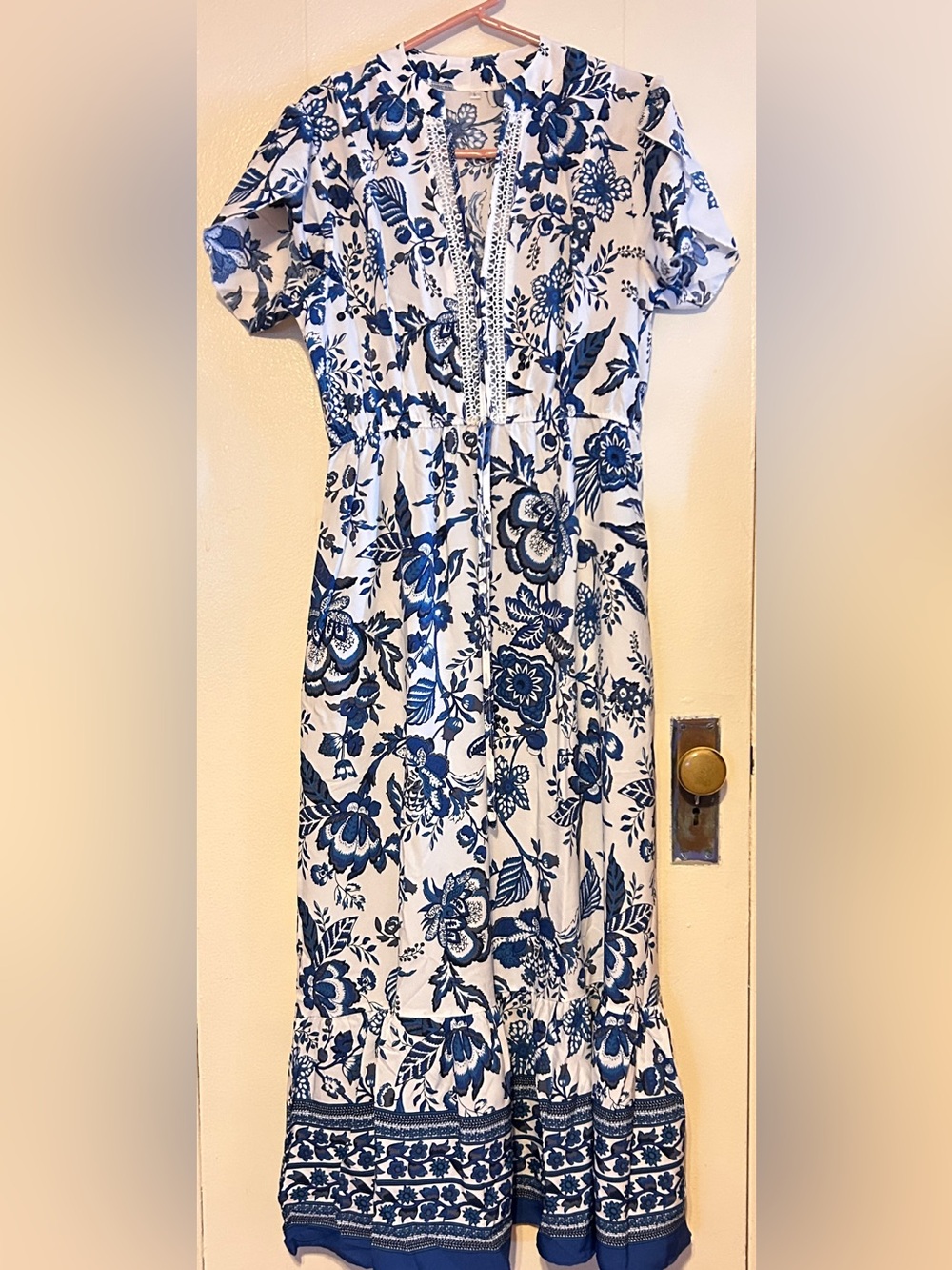 Blue Floral Midi Dress - Woman’s Printed Summer Dress